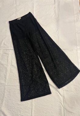 Ya Los Angelos Black Lace Sheer Flare Medium Pants wide leg
